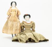 Two Exquisite Antique German Porcelain Dolls