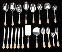 Mint Set of Wallace Sterling Silver Golden Grande Baroque Place Setting for 12 Including Steak Knives with 14 Additional