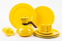 Catalina Island Pottery: Excellent Collection of Yellow Pottery Including Carafe, S&P Cactus Shakers, Cowboy Hat Ashtray and Fiv