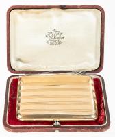 Rare, Magnificent 14K (Stamped 56 Zolotnik) Russian Cigarette Case in Original Leather Presentation Box from Jeweler in Petrogra