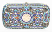 Exquisite Antique Russian CloissonÃ© Cigarette Case Dated 1918 in .875 Silver Boasting Exceptional Craftsmanship