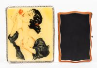 Pair of Ladies/Men's Striking Cigarette Cases in Sterling Silver and Enamel one Boasting a Most Sensuous Portrait of Spanish Dan