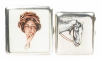 Austrian .900 Silver and Enamel Cigarette Case with Beautiful Portrait, Italian .900 Silver and a Fine Rendering of a Horse in E