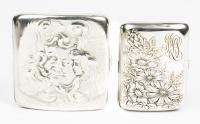 Two Detailed Sterling Silver Cigarette Cases, A Ladies Case with Floral Chasing, the other Very Fine Repousse Work