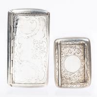 Two Sterling Snuff Boxes: Great Britain and Austrian Each with Hand Chased Foliate Designs