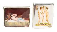 Two Austrian 800 Silver Delightful Enamel Cigarette Cases