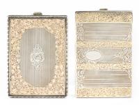 Two Large Elegant Cigarette Cases in 900 Silver with Gilt Gold Details and Foliate Designs