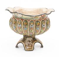 Antique Austrian Enamel & Silver Pedestal Bowl Late 19th Century. Stunning Artistry with Remarkable Detail