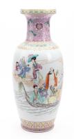 Large Beautiful Chinese Famille Rose Enameled Porcelain Vase: "The Eight Immortals"