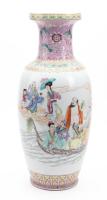 Large Beautiful Chinese Famille Rose Enameled Porcelain Vase: "The Eight Immortals"