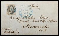 1847 5Â¢ red brown On Folded Letter