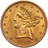 1907 $5 Liberty PCGS MS60