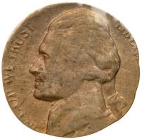 N.D. Jefferson nickel Mint ERROR. Struck on a silver 10Â¢ planchet