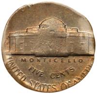 N.D. Jefferson nickel Mint ERROR. Struck on a silver 10Â¢ planchet - 2