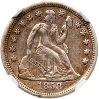 1858-O Liberty Seated 10C