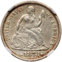 1873 Liberty Seated 10C. Arrows