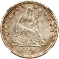 1861 Liberty Seated 25C