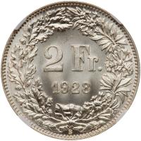 Switzerland. 2 Francs, 1928-B - 2