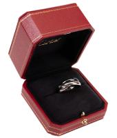 Handsome Unisex Trinity De Cartier Ring with Two Bands in 18K White Gold and One Band in Black Ceramic