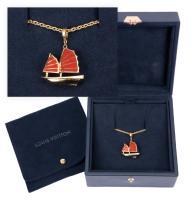 Louis Vuitton Unisex 18K Yellow Gold and Enamel Chinese Pendant and 18K Yellow Gold, 28" Chain