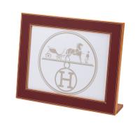 Hermès Luxury: New In Box Large Pleiade Picture Frame of Peerless Quality in Solid Mahogany and Taurillon Leather with T