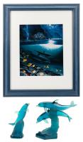 Robert Wyland. Blue Dolphin Acrylic Sculptures and Signed Framed Print