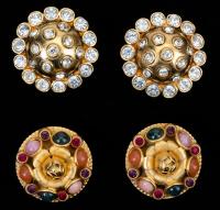 Chanel Costume Jewelry: Early 1980s Sputnik Diamante Style Earrings with plus a Pair of Natasha Stambouli Costume Floral Earring