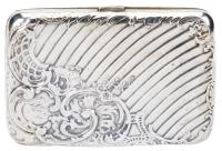 800 Sterling Cigarette Case with RepoussÃ© Floral Scrollwork and Monogram
