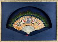 Beautiful Vintage Cantonese Chinese Fan with an Exceptional Hand Painted Ceremony on Feathers. Mid-20th Century - 2