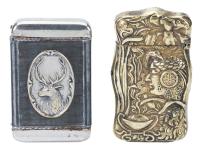 Pair of Matchstick Holders: Portrait of Woman and Buck, and A Portrait Amidst Foliage