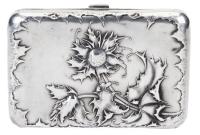 Exquisite Sterling Silver Cigarette Case with Floral Designs