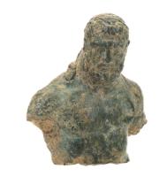 Greek Solid Bronze Bust Fragment of Hercules Circa 3rd Century B.C. - 1st Century B.C.