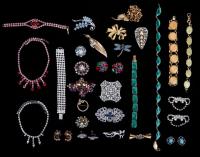 Beautiful Collection of Vintage Costume Jewelry of Fine Quality, Over 30 Pieces 18 Pair Earrings, 14 Pins/Brooches and 4