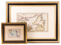 Two Framed Copper Engraving Maps with Colours: The Gulf of St. Lawrence and The Cape Verde Islands 17th and 18th Century