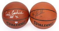 Two Terrific Basketballs Signed: "Gail Goodrich HOF '96" and "John Stockton #12". Both Outstanding Hall of Famers