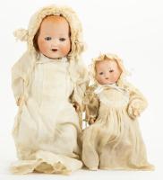 Two Superb Armand Marseille Bisque Baby Dolls in Original Christening Gowns - 2