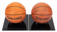 Basketballs Signed: Elgin Baylor and Hakeem Olajuwon: Two Generations of Players, Both Enjoying Remarkable Careers.