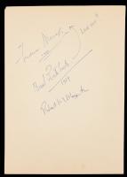 Four Signature Page: Fredric March, Basil Rathbone, Robert Morgenthau, and Abe Burrows Obtained Spanning Years. Unusual - 2