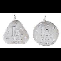 Two Vintage Silver-Dollar-Sized Los Angeles Dodgers Pendants in Solid 14k White Gold, Likely Made After the 1963 World S