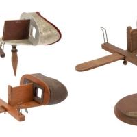 Four Vintage Steroviewers, Including a Holmes Steroscope on a Stand and Some Q-Cards