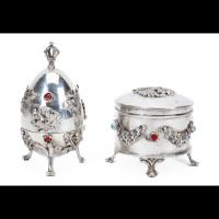 Russian Imperial Silver Hunting Egg and Trinket Box