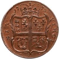 1773 Virginia Halfpenny. Period after "GEORGIVS" - 2