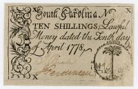 South Carolina. April 10, 1778. Ten Shillings