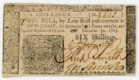 New Jersey. Dec. 31, 1763. Six Shillings