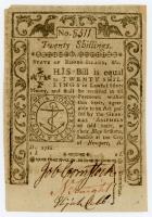 Rhode Island. May 1786. Twenty Shillings