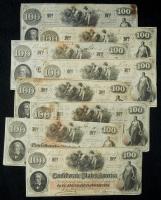 5-piece lot of T41 notes. 1862. $100