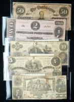 Lot of Five Confederate States of America Notes