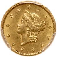 1849 $1 Gold Liberty. Open Wreath