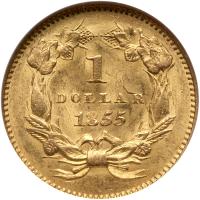 1855 $1 Gold Indian NGC AU58 - 2