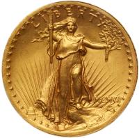 1907 $20 St. Gaudens. High Relief, Wire Rim